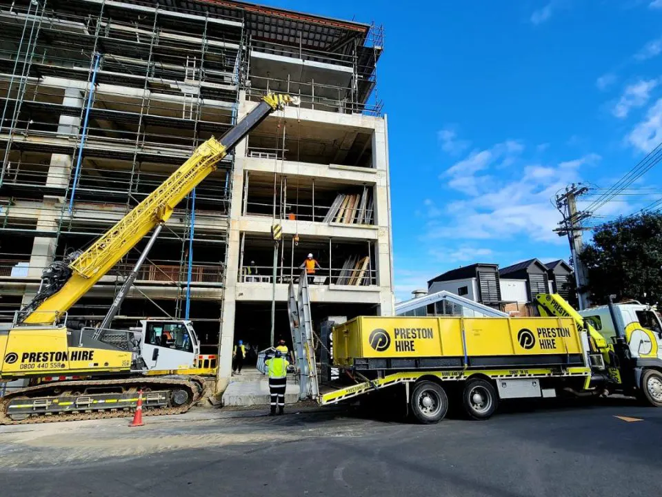 Preston Hire equipment on construction site